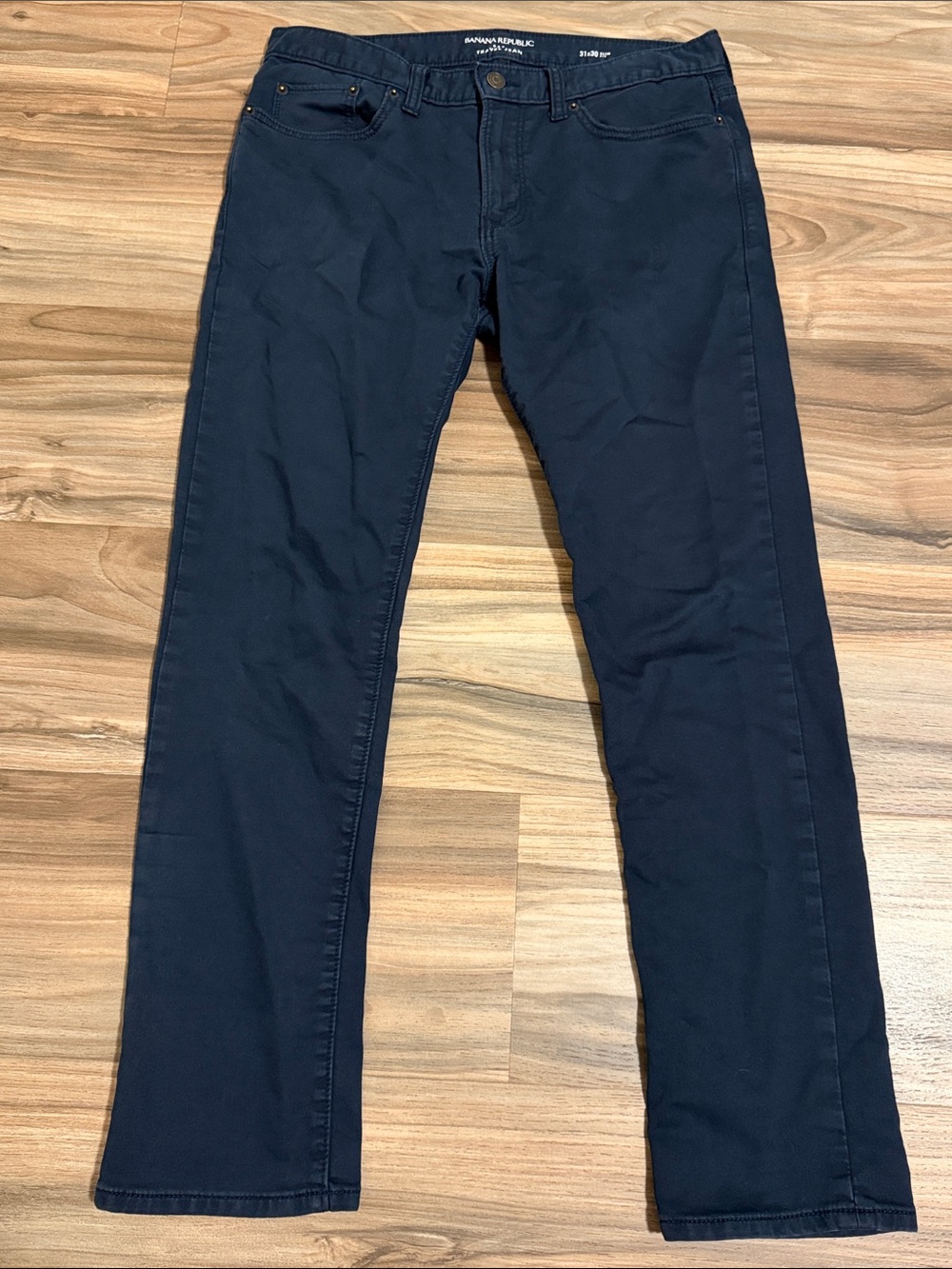 Banana Republic Jeans Mens 31x30 Blue Navy Travel Slim Fit Straight Denim